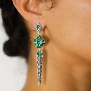 18K Colombian Emerald & Diamond Earrings